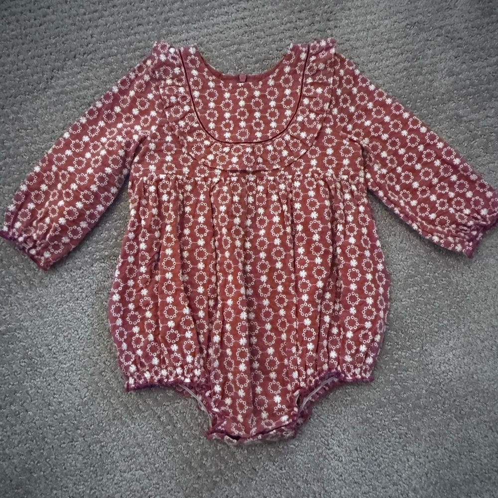 Pink Chicken Dark Orange and White Bubble Romper. 12-18 Month. Barely Worn!